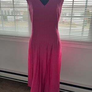 Anne Klein Pink A-line Midi Dress with V-neck for Cocktail